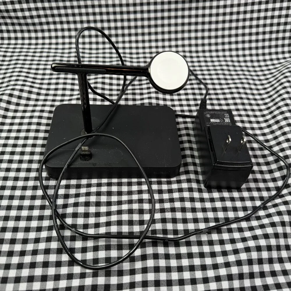 Belkin Apple Watch + iPhone Charging Dock Stand Black Model F8J183 Power Adapter